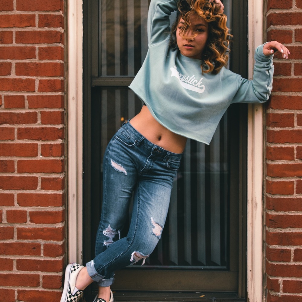 Distressed crop Fashion Nova jeans